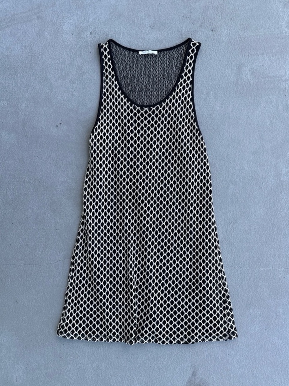 Zara Geometric Crochet Mini Dress in Black & White Size Medium Like New